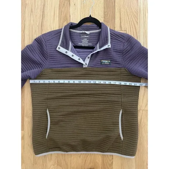 L.L. Bean Airlight Colorblock Pullover Purple Brown W's Large EUC - Picture 4 of 5